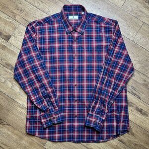 Southern Pines Mens Button Down Shirt Long Sleeve Plaid Cotton Red Blue Green XL